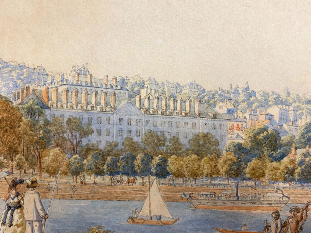Peinture représentant une vue de la caserne de Saint-Cloud, XIXe siècle