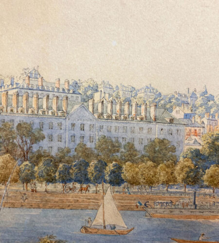 Peinture représentant une vue de la caserne de Saint-Cloud, XIXe siècle