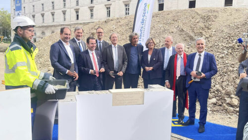 Cérémonie de la pose de la première pierre à la caserne Sully, avec le Président Georges Siffredi et Pierre Rosenberg