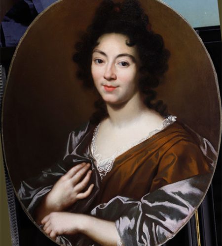 Portrait de femme restauré, Nicolas de Plattemontagne, vers 1685 - femme en décolleté et drapé, vue en médaillon