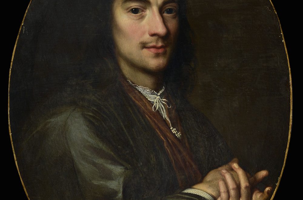 Portrait d'homme vu avant sa restauration, médaillon sur fond sombre