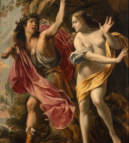 Orphée et Eurydice, deux figures allégoriques vêtues de drapés