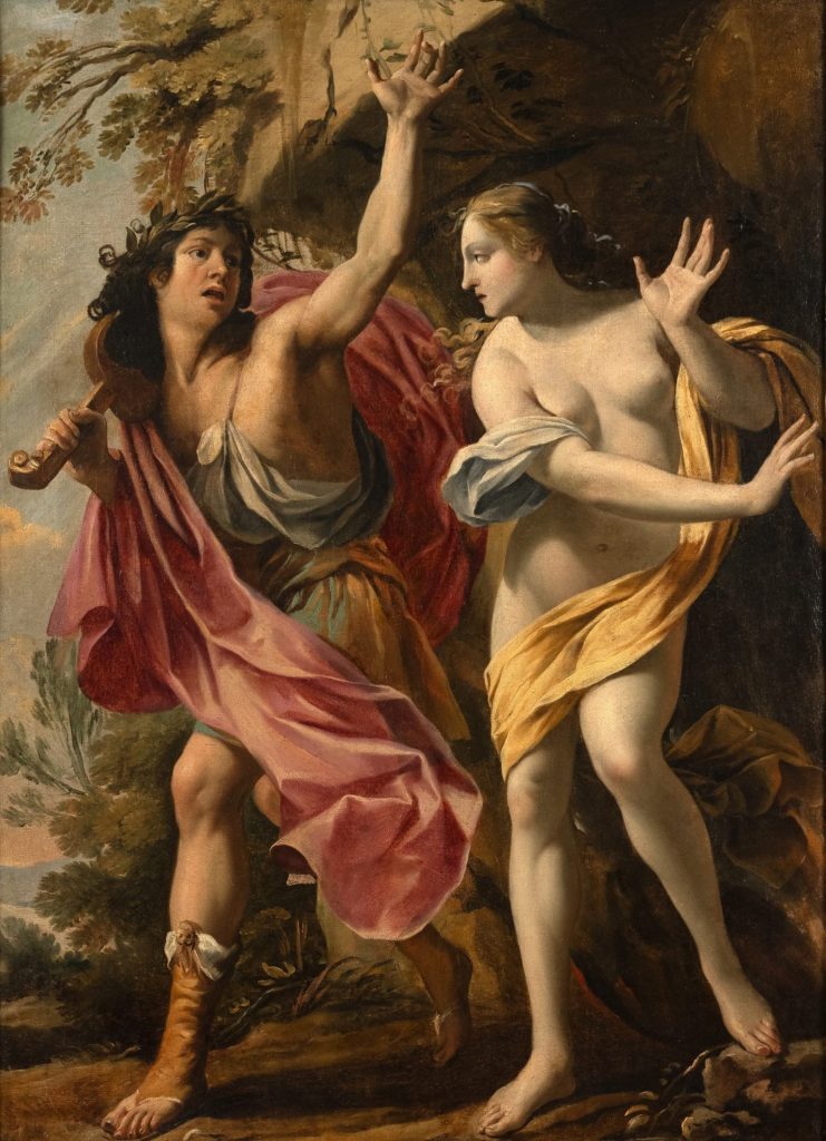 Orphée et Eurydice, deux figures allégoriques vêtues de drapés
