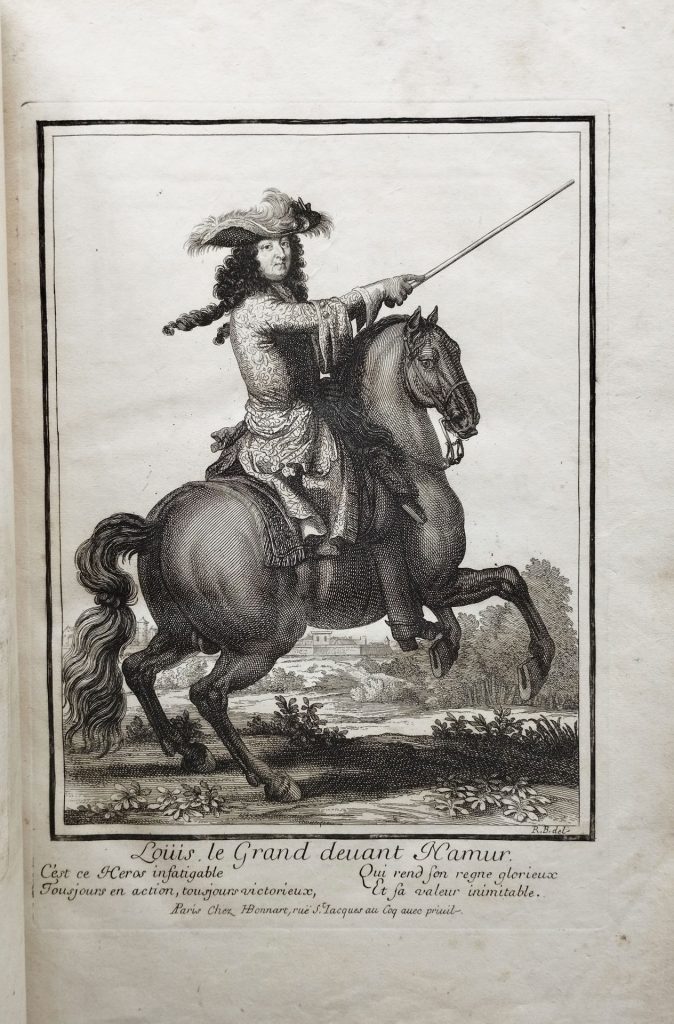 Gravure équestre de Louis XIV avec son épée
