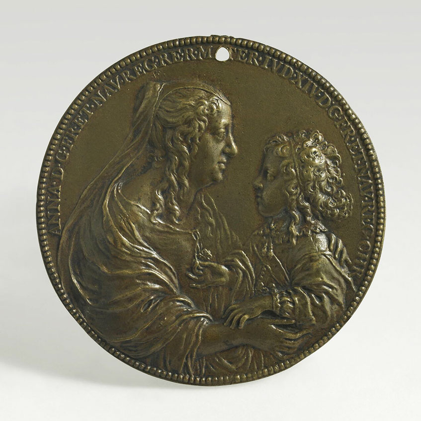 Médaille représentant le roi Louis XIV enfant avec sa mère Anne d'Autriche